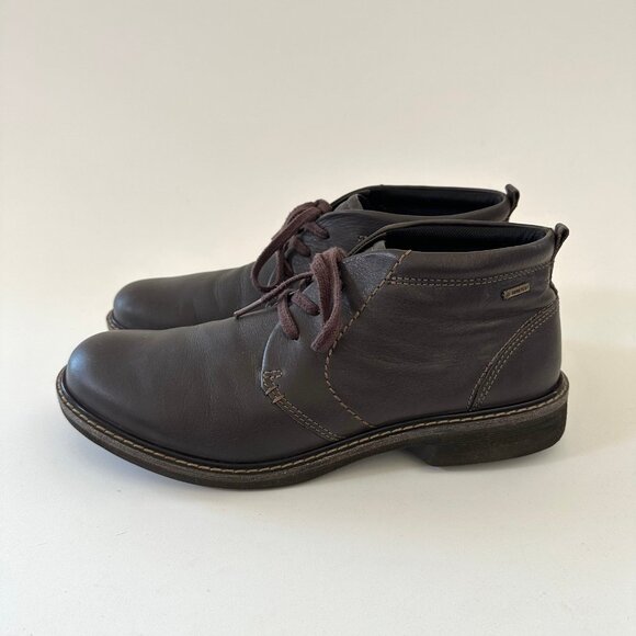 Ecco Mens Goretex Turn Chukka Brown Mid Leather Boots Size EU 44 US 10.5 Lace Up - Picture 1 of 9